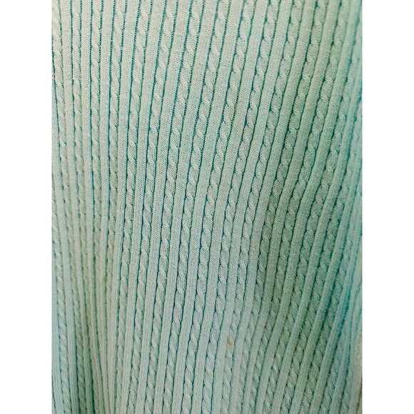 Lauren Ralph Lauren Turquoise Blue Cable Knit V-Neck Cotton Sweater Womens M - Picture 4 of 5